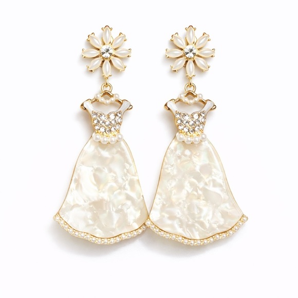 Anthropologie Jewelry - ⚜️ Elegant Blue Dress-Shaped Earrings